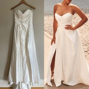 Lifetime of Love White Satin Strapless A-Line Gown